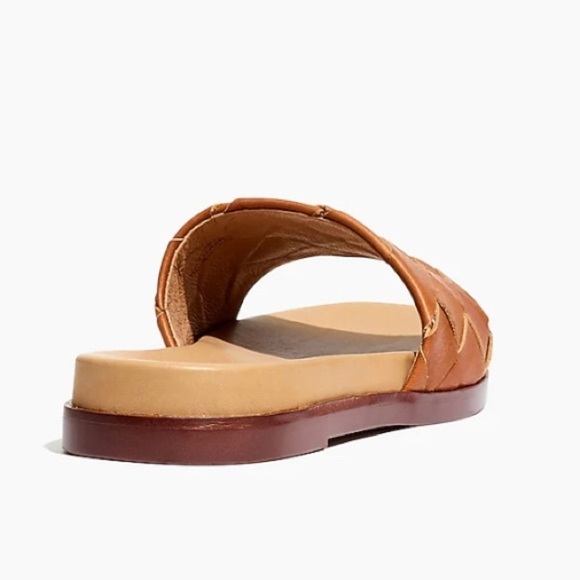 New! Madewell Burnished Caramel The Louisa Slide Sandal in Woven Leather - Picture 2 of 7